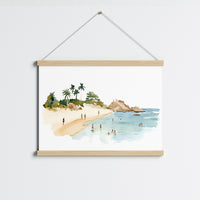 Tropical Beach Wall Art – Watercolor Summer Landscape Print, Coastal Wall Decor