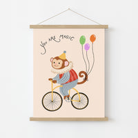 Stampa nursery con scimmia del circo