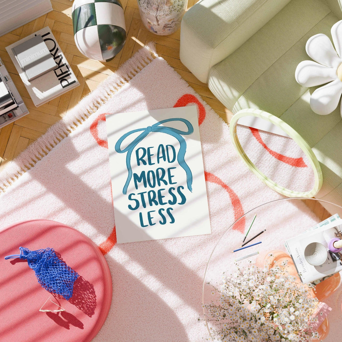 Read More Stress Less Wall Art – Blue Bookish Poster