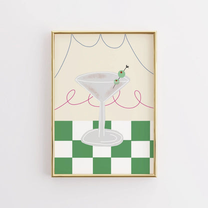 Martini Cocktail Kitchen Print – Retro Bar Wall Art for Kitchen Decor