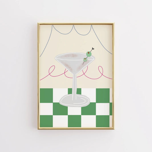 Martini Cocktail Kitchen Print – Retro Bar Wall Art for Kitchen Decor