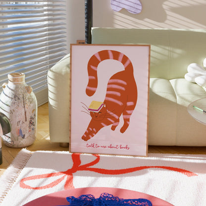 Talk to Me About Books Print – Funny Cat Poster for Book Lovers