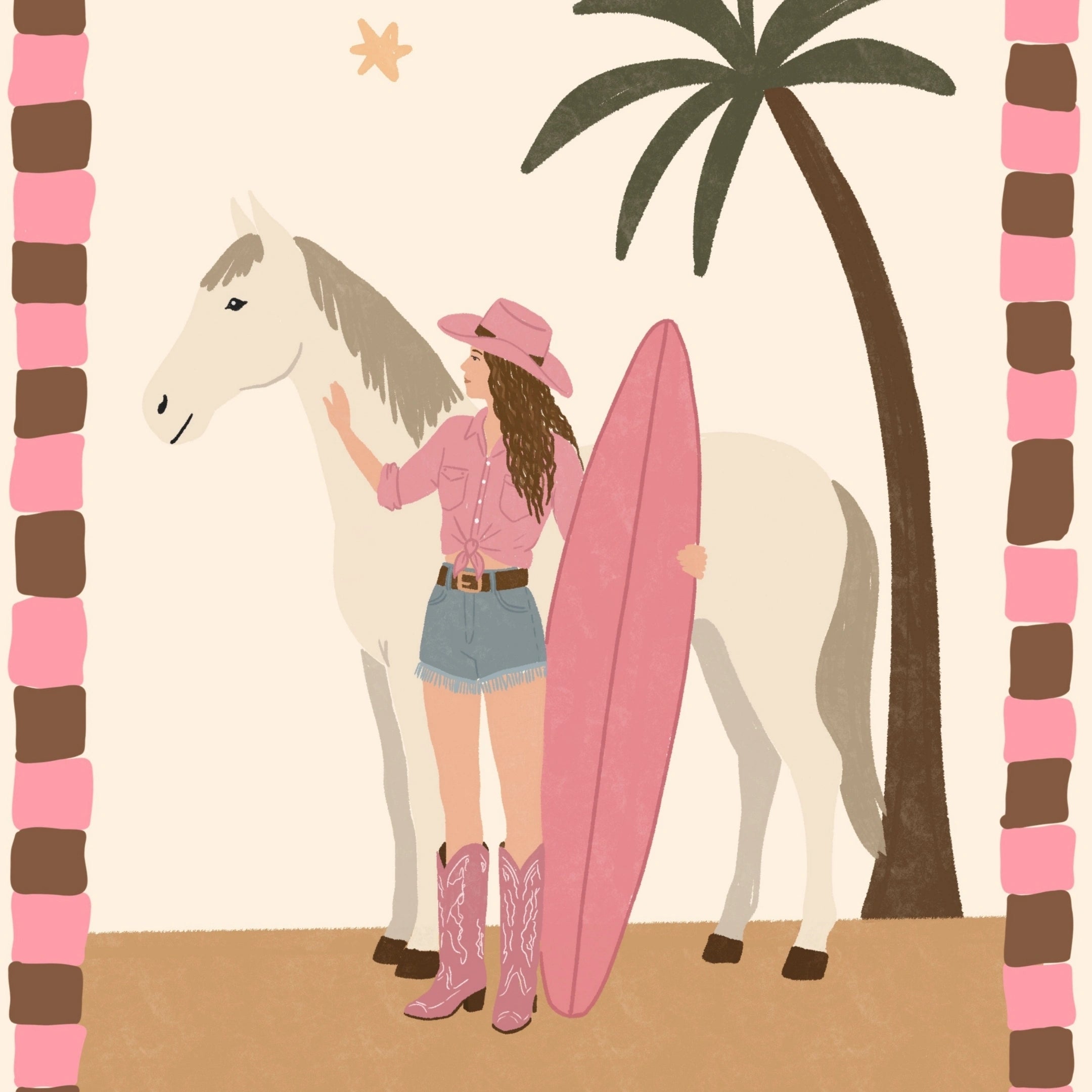 Coastal Cowgirl Horse Wall Art