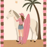 Coastal Cowgirl with White Horse – Coastal Wall Art