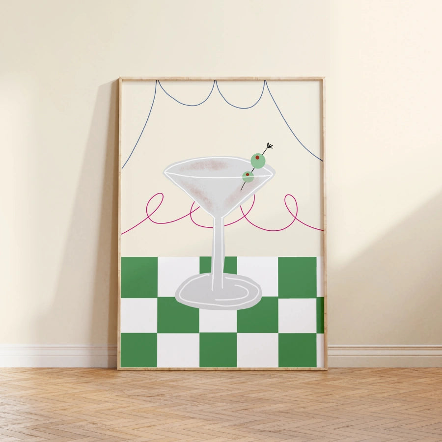 Martini Cocktail Kitchen Print – Retro Bar Wall Art for Kitchen Decor