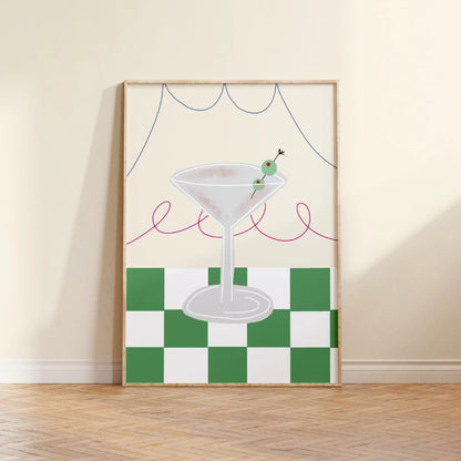 Martini Cocktail Kitchen Print – Retro Bar Wall Art for Kitchen Decor