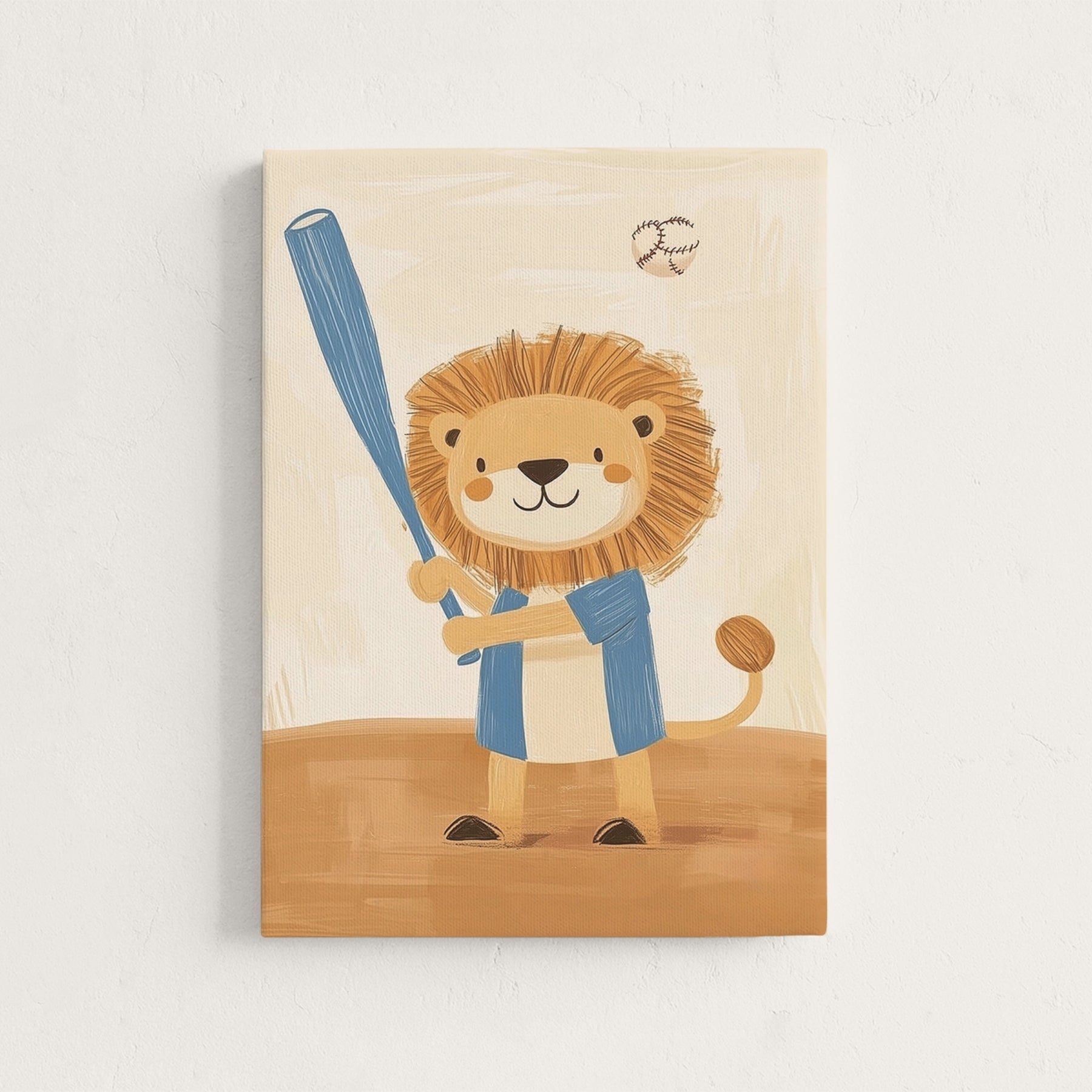 Lion Baseball Nursery Canvas Print