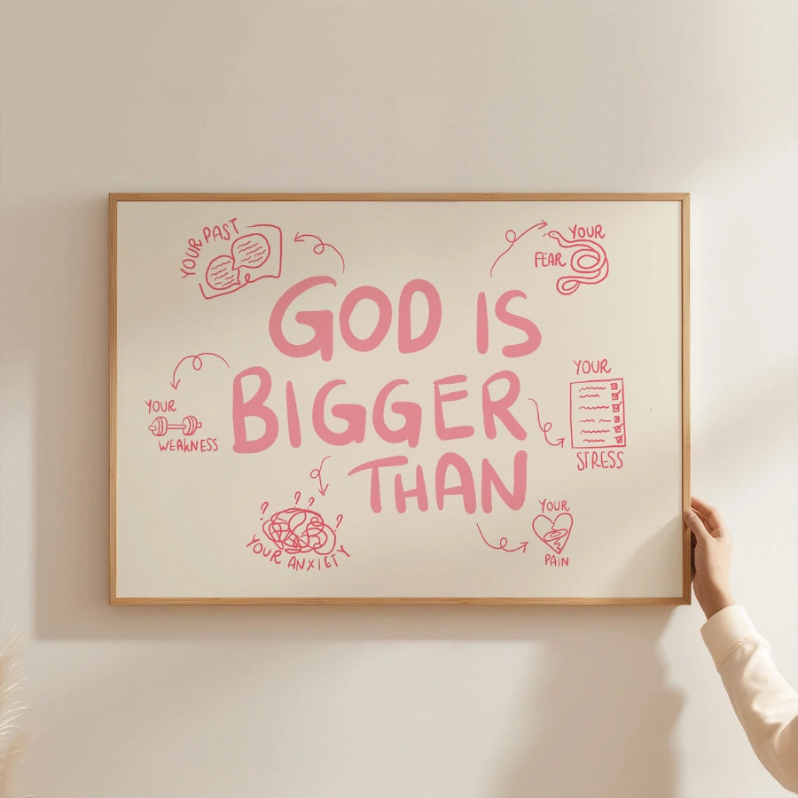 God Is Bigger Than Wall Art – Christian Inspirational Print