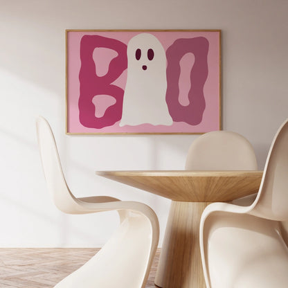 BOO Ghost Wall Art – Fun Fall Aesthetic Poster
