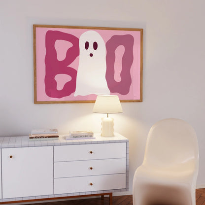 BOO Ghost Wall Art – Fun Fall Aesthetic Poster