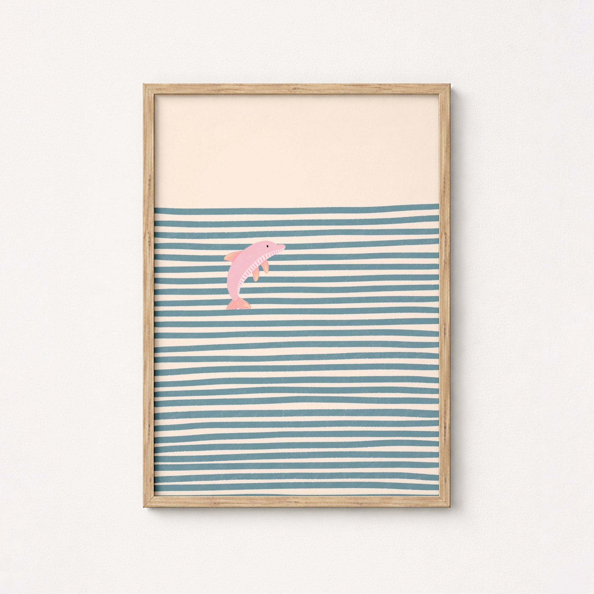 Arte murale minimal con delfino