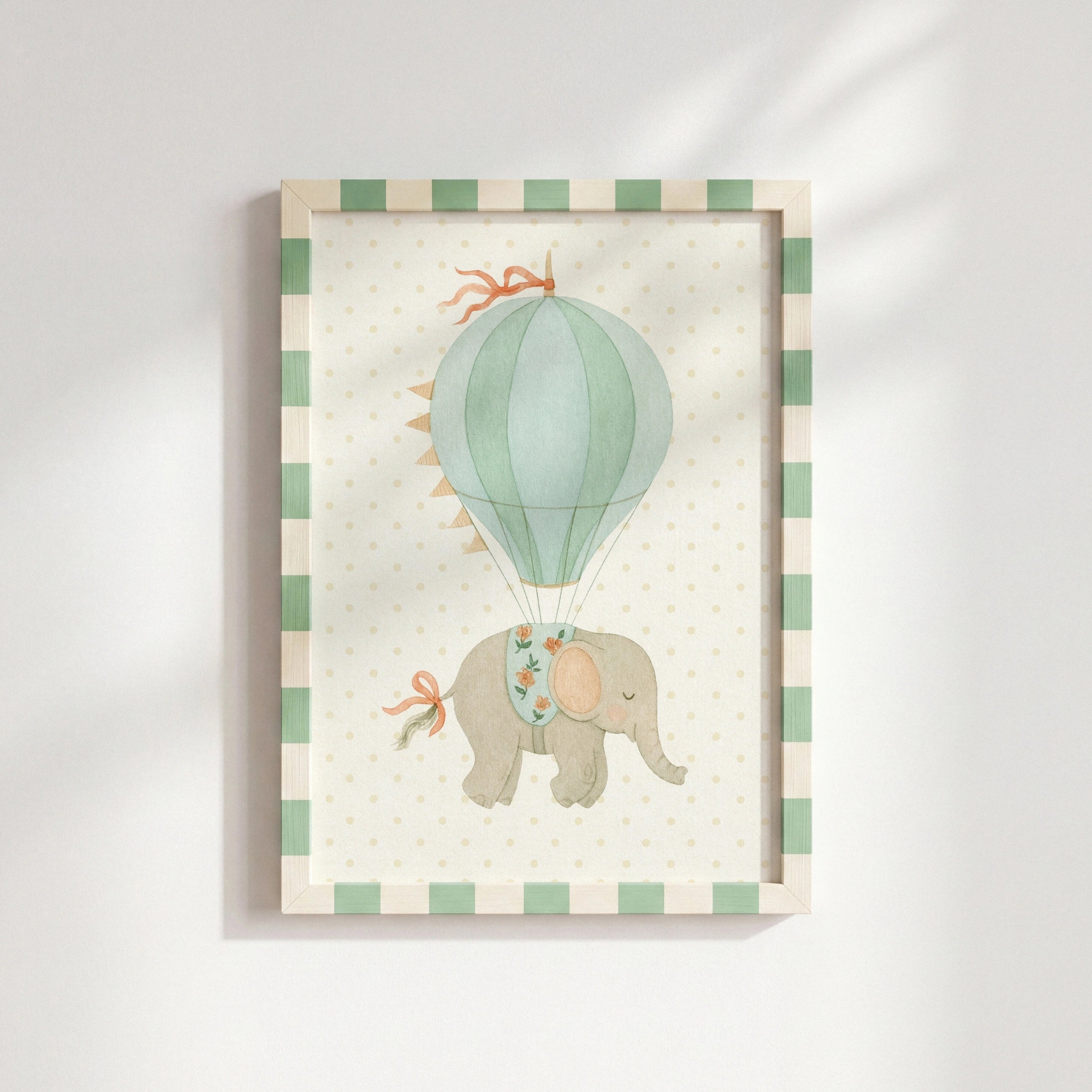Elephant Hot Air Balloon Wall Art, Vintage Nursery Decor
