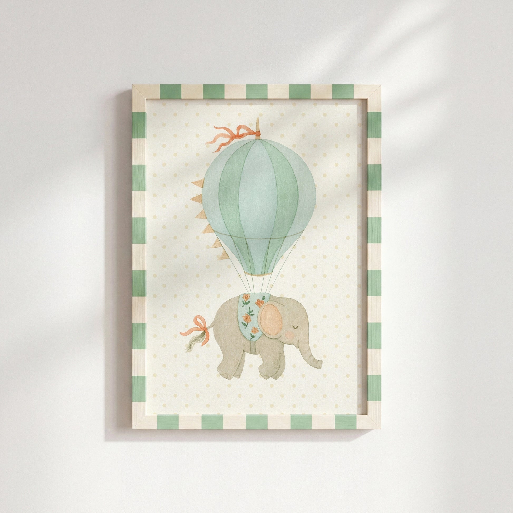 Elephant Hot Air Balloon Wall Art, Vintage Nursery Decor