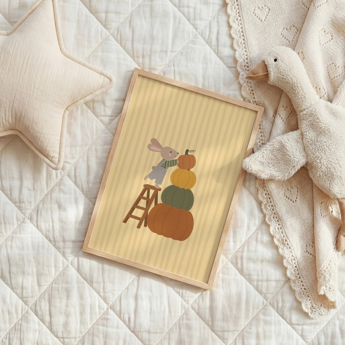 Bunny with Autumn Pumpkins – Nursery & Kids Wall Art