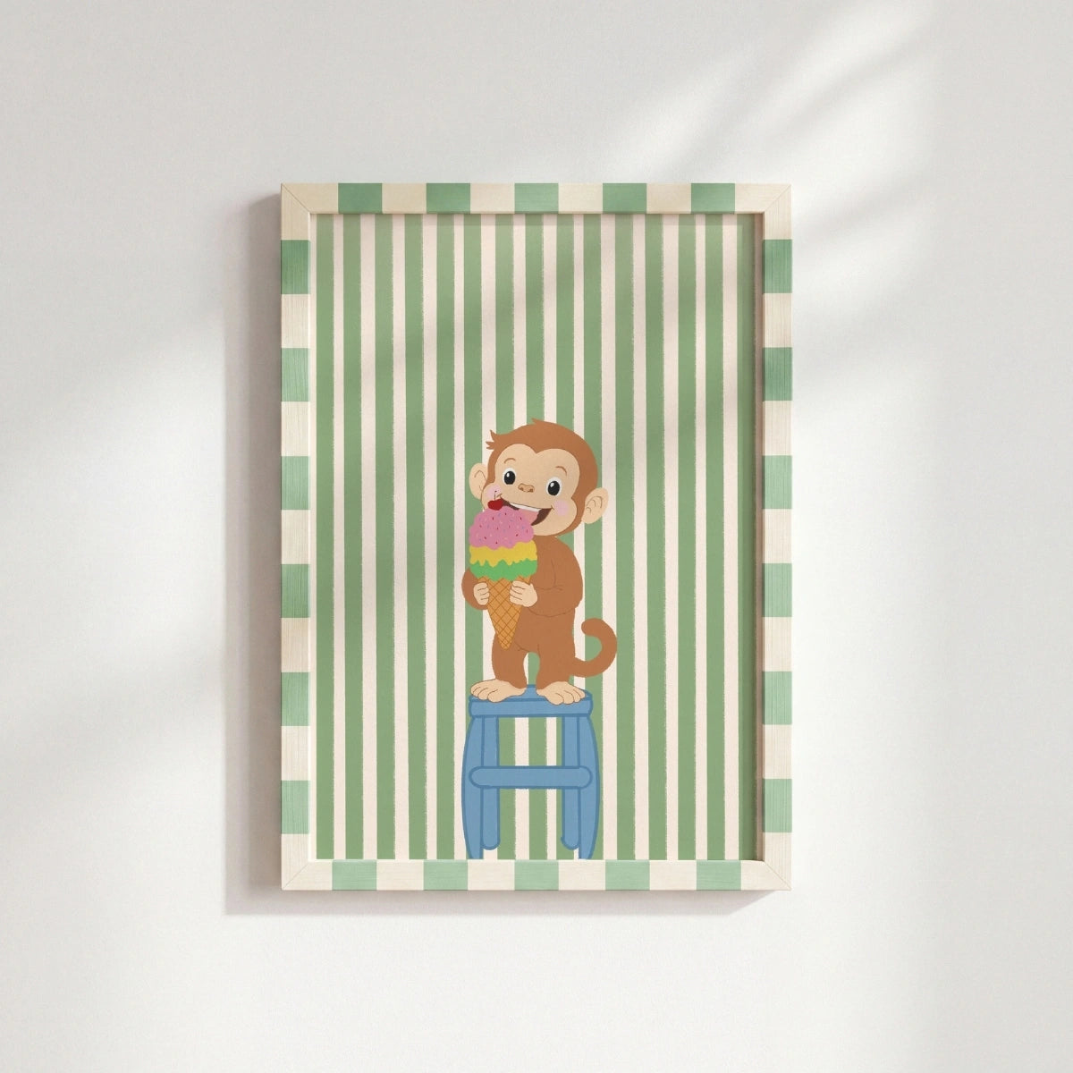 Cute Monkey Poster, Colorful Kids Decor