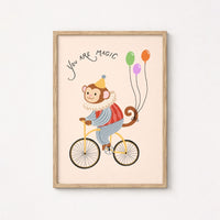 Stampa nursery con scimmia del circo