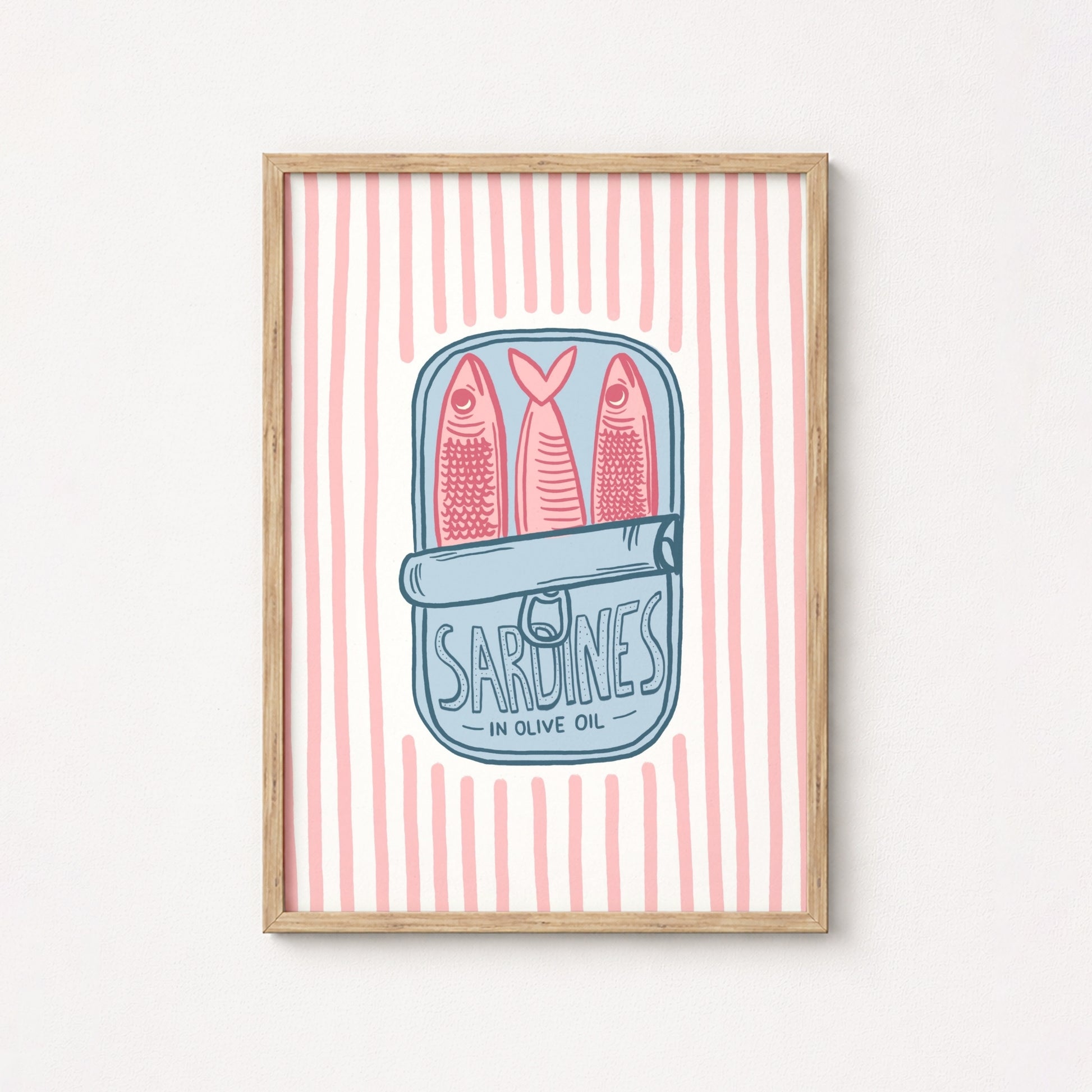 Pink Vintage Fish Poster, Kitchen Wall Decor