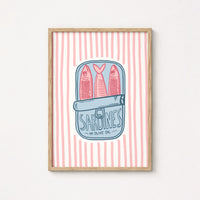 Pink Vintage Fish Poster, Kitchen Wall Decor