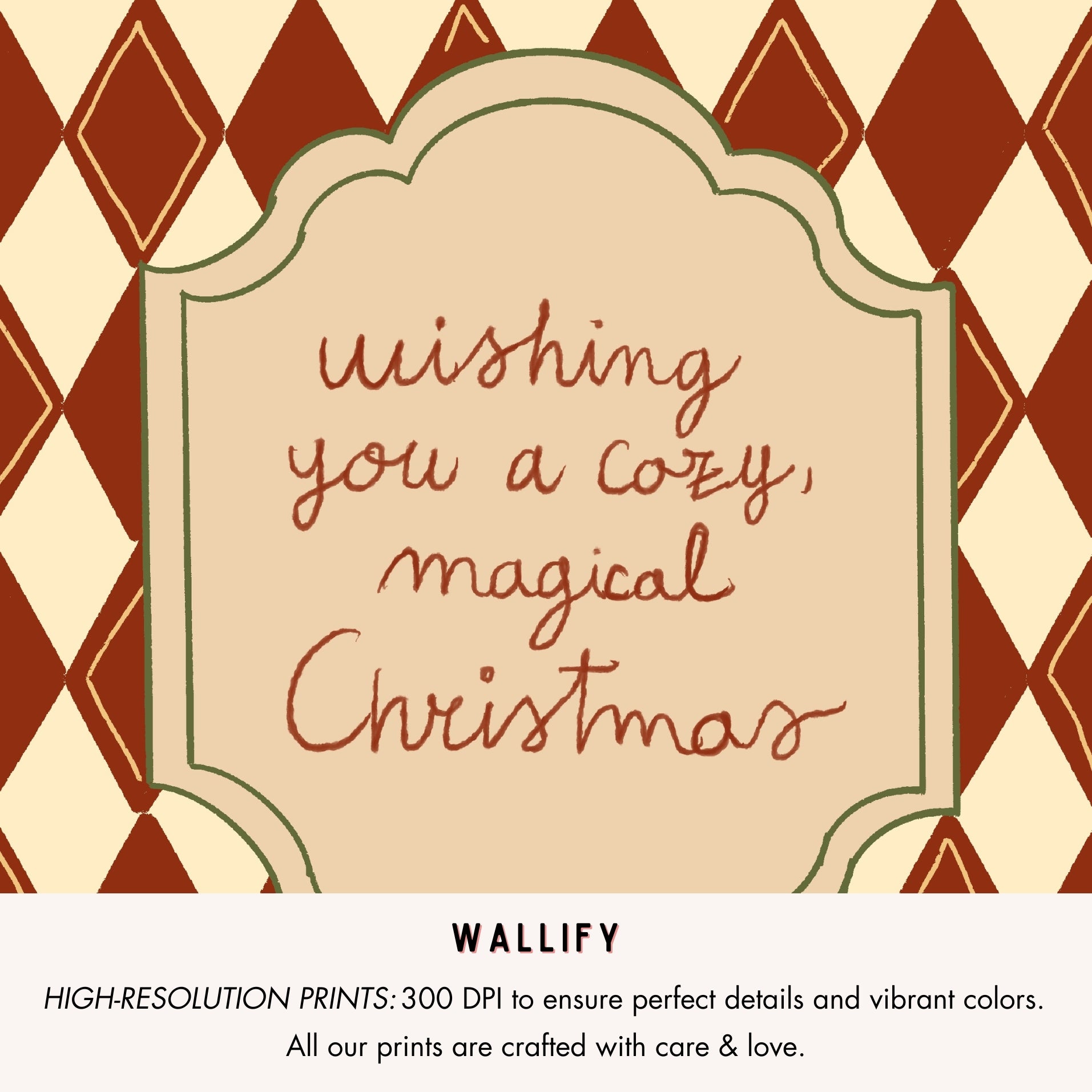 Set di 17 stampe natalizie disegnate a mano