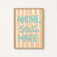 Décoration murale Amore Sole Mare - Citation d'été italienne, Décoration murale côtière
