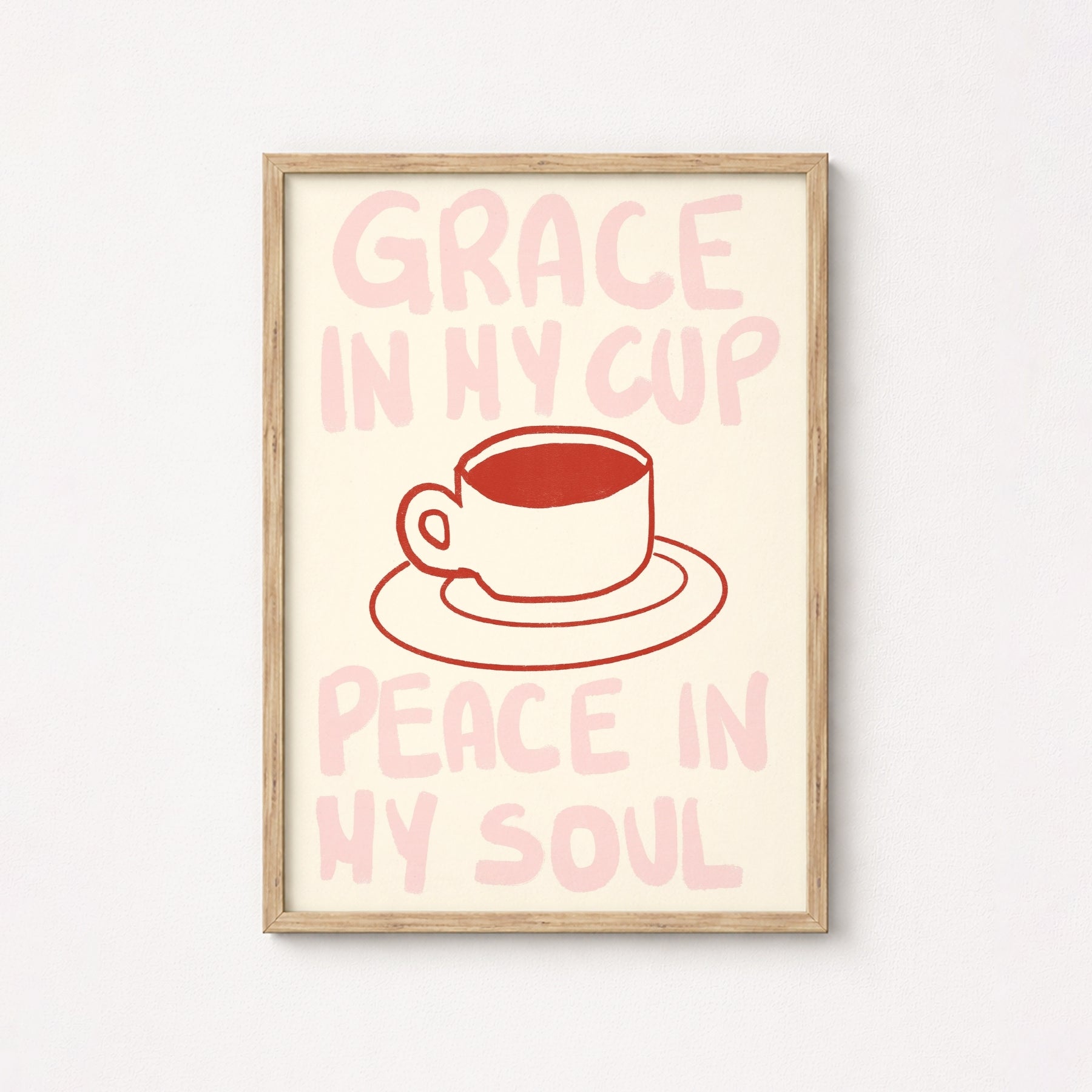 Grace in My Cup Christian Wall Art – Minimal Coffee Faith Print