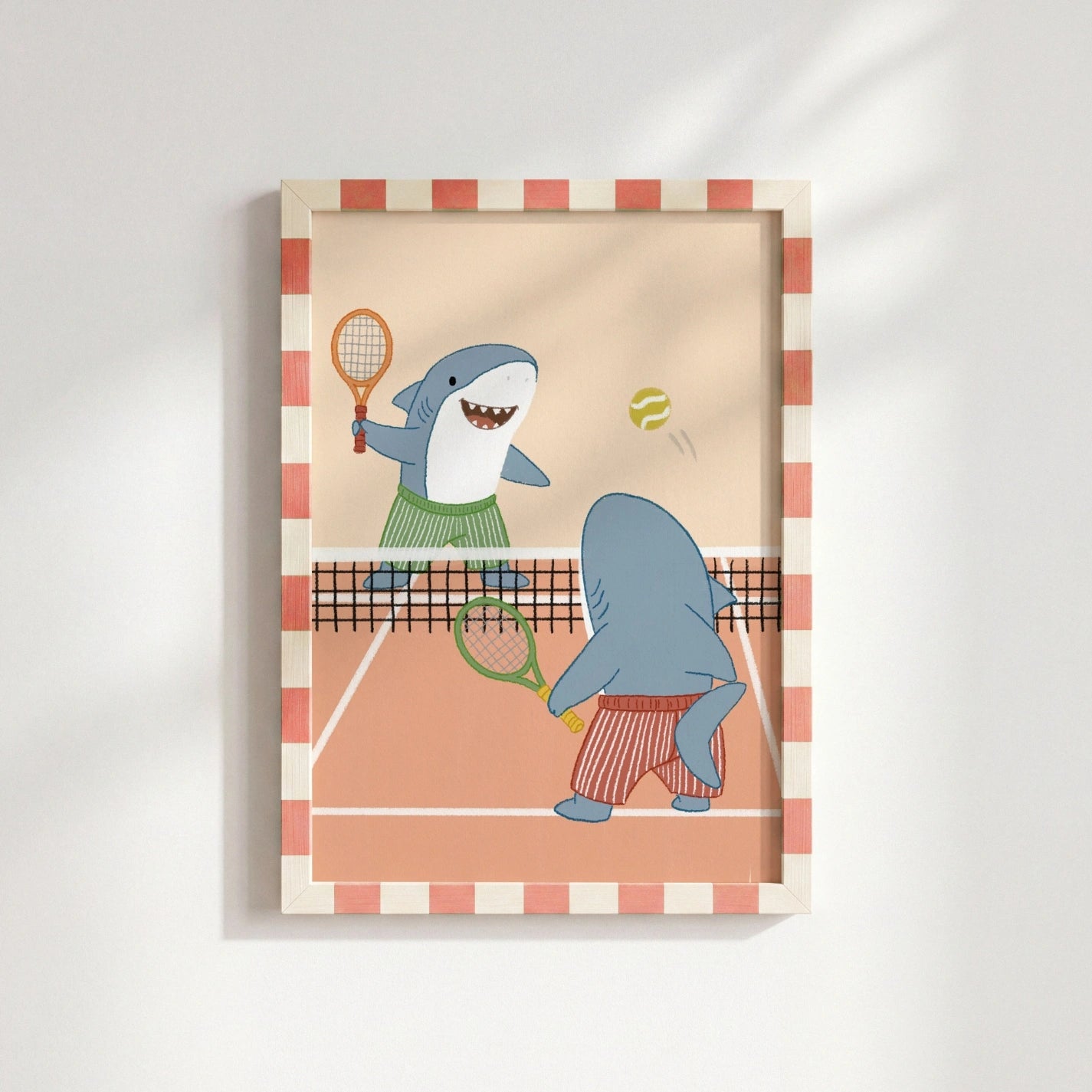 Whimsical Tennis Court Decor, Kids Sports Wall Art