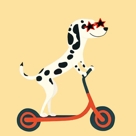 Coolest Kid in Town Dalmatian Print – Funny Dog Scooter Wall Art