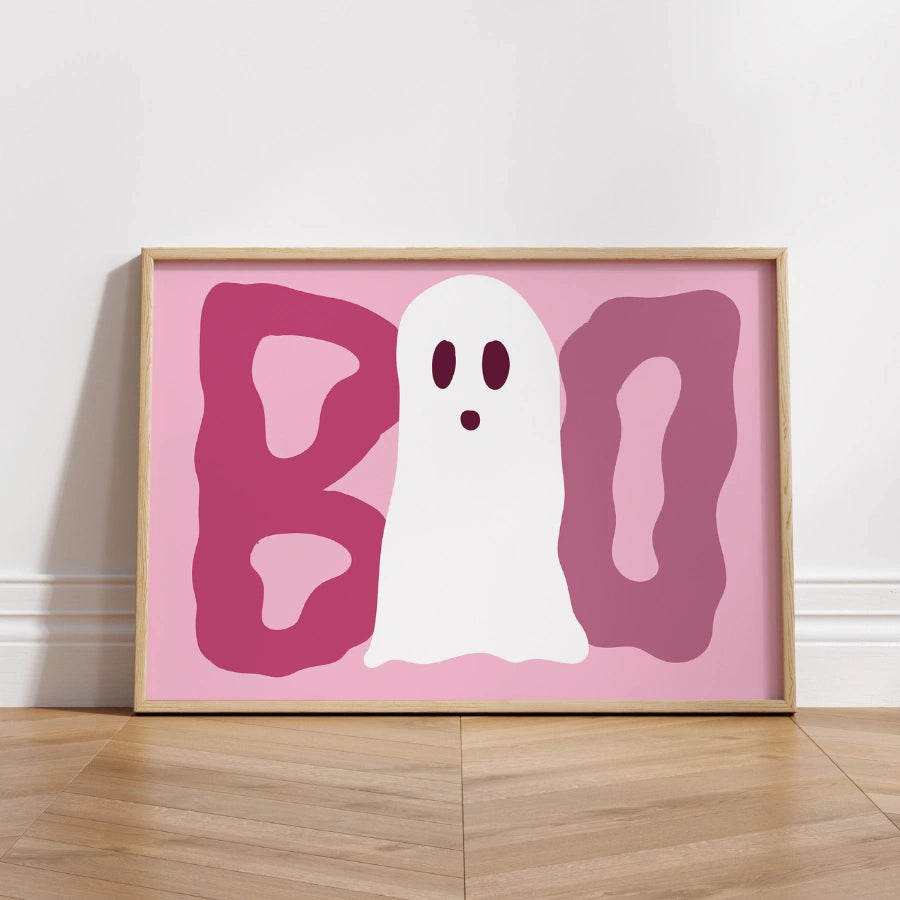 BOO Ghost Wall Art – Fun Fall Aesthetic Poster