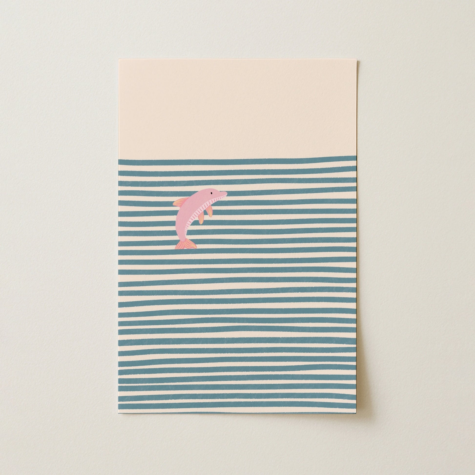 Arte murale minimal con delfino