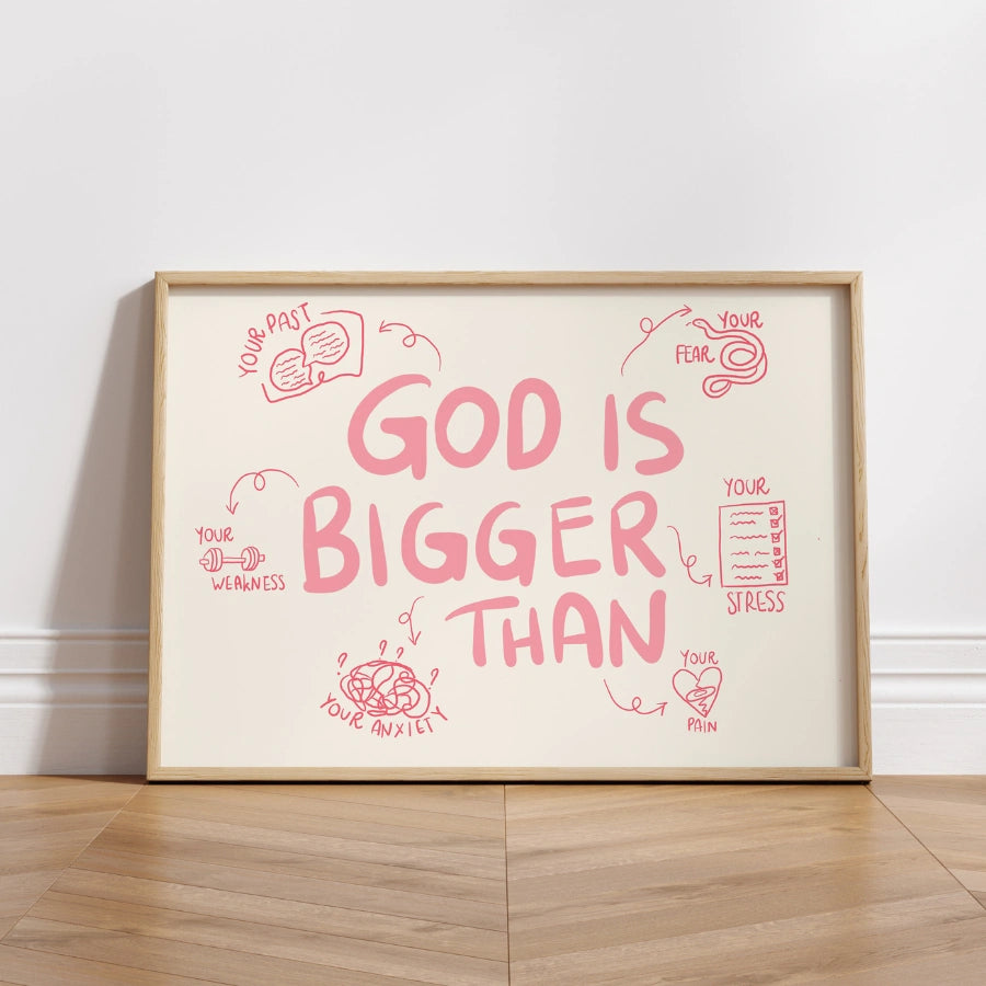 God Is Bigger Than Wall Art – Christian Inspirational Print