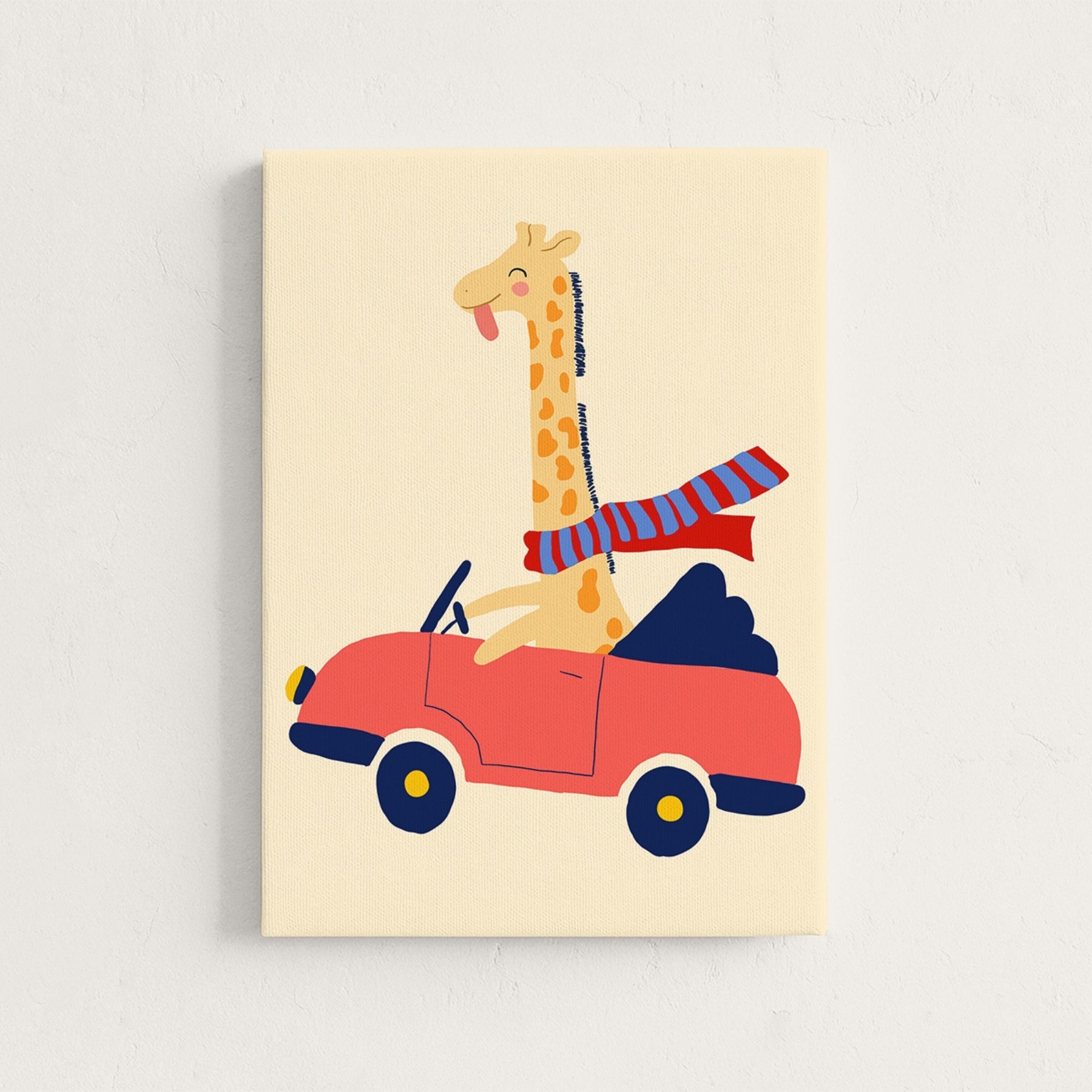 Giraffe Driving Car Nursery Canvas Print