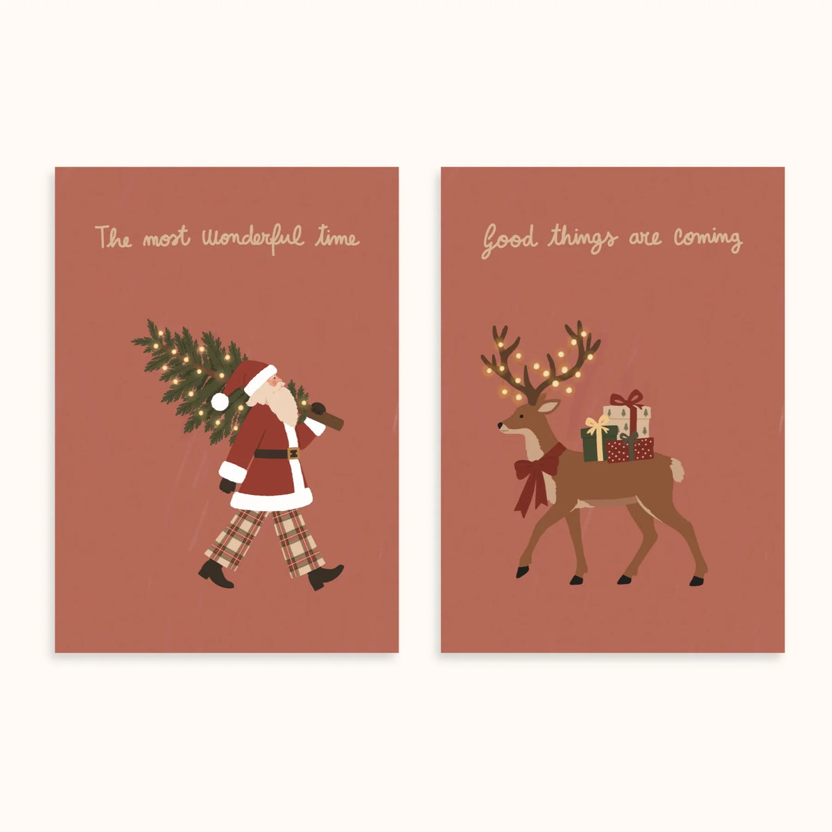 Weihnachtsmann und Rentier – 2er-Set Weihnachtsposter