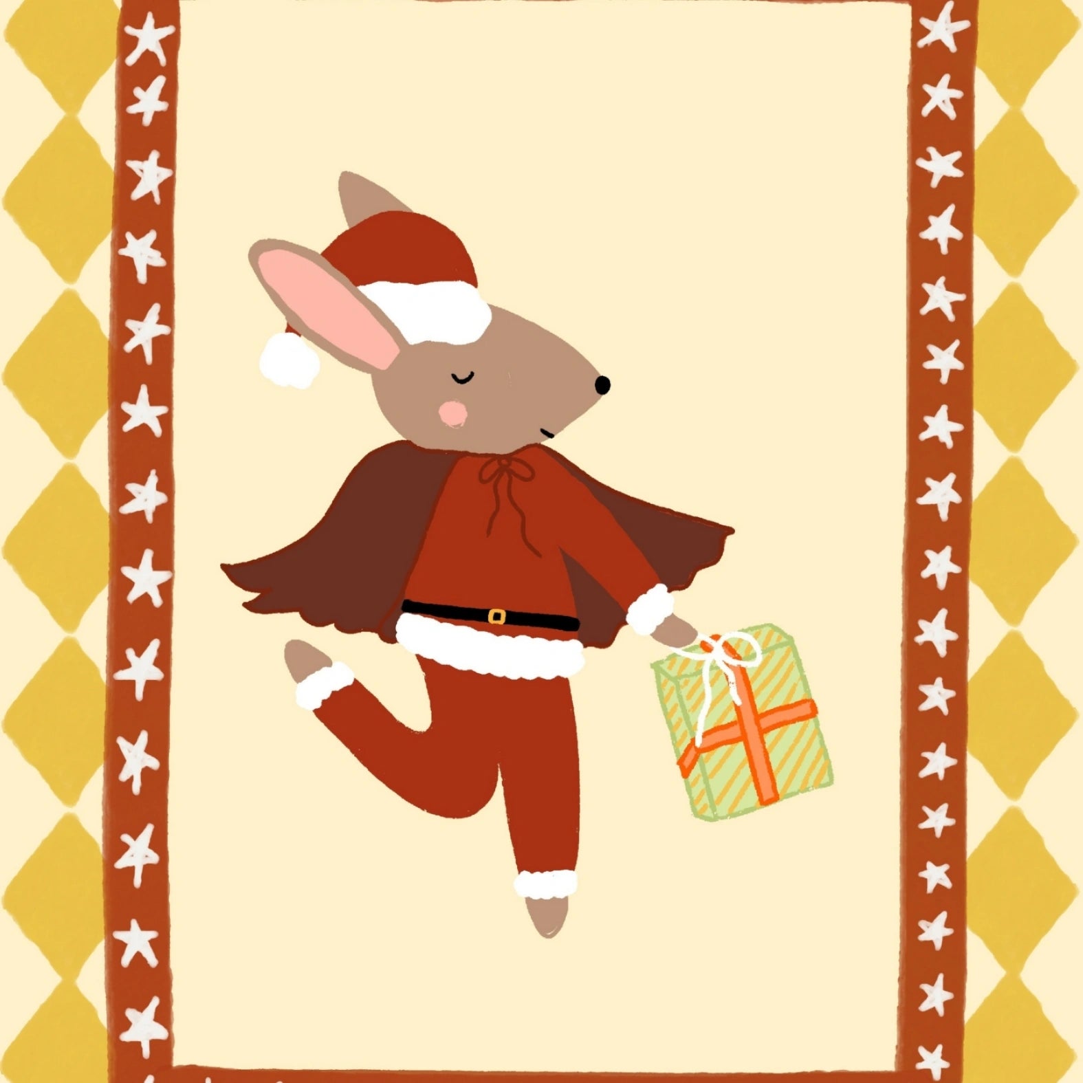 Santa Mouse Christmas Print