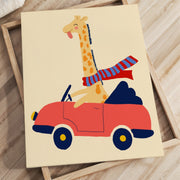 Driving Giraffe – Nursery & Kids Canvas Wall Art
