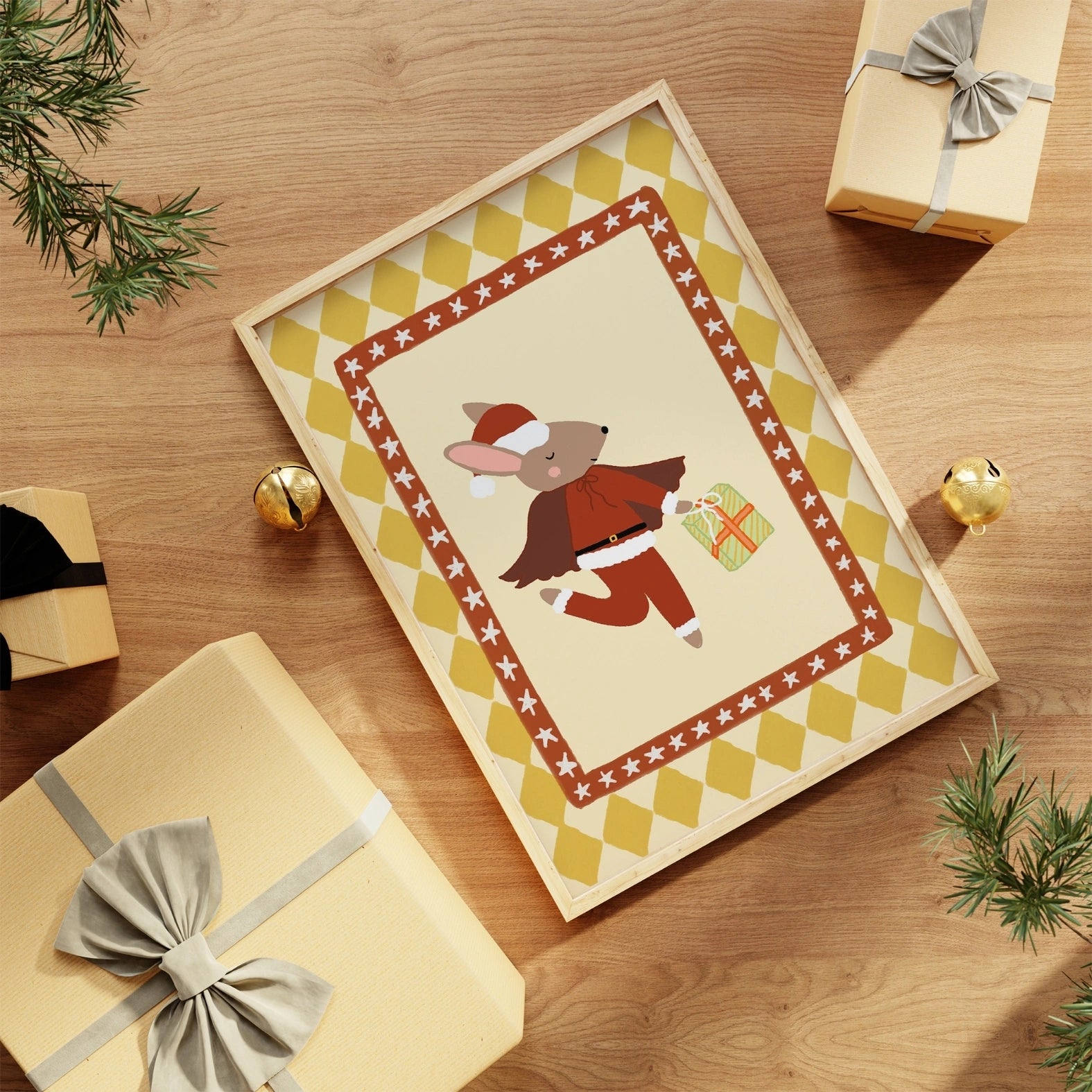 Santa Mouse Christmas Print