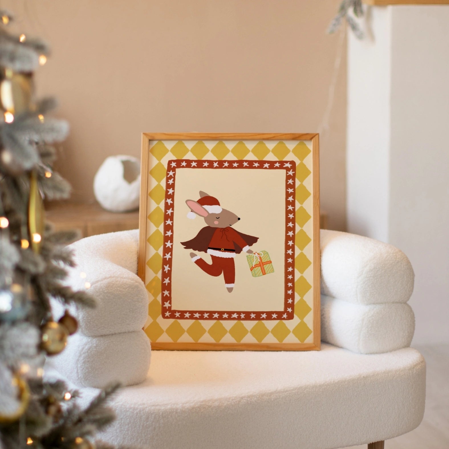 Santa Mouse Christmas Print
