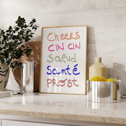 Cheers Around the World Wall Art – Fun Kitchen Print