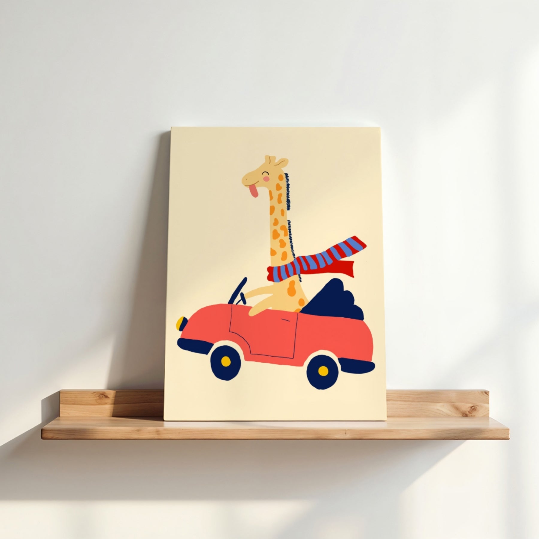Giraffe Driving Car Nursery Canvas Print