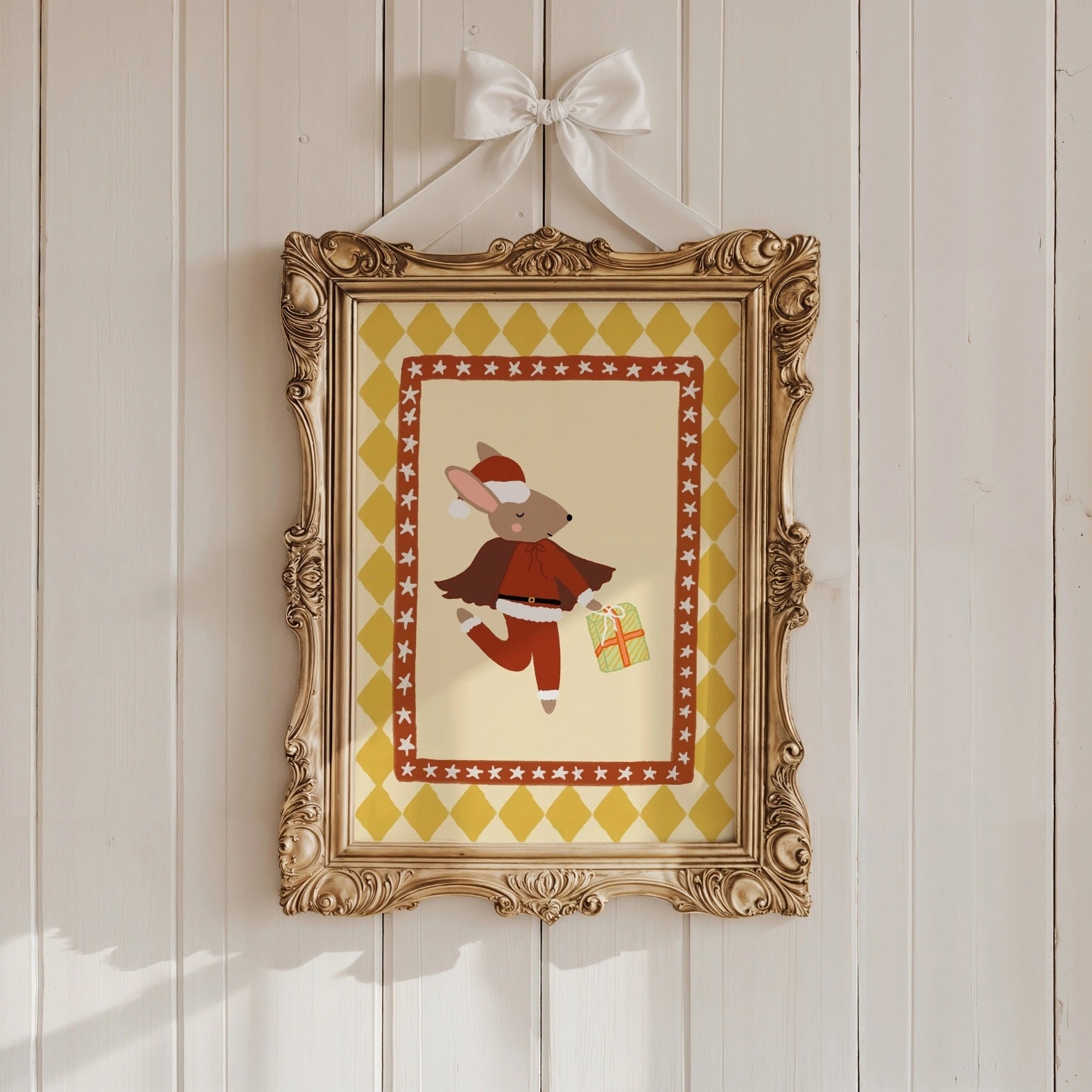 Santa Mouse Christmas Print