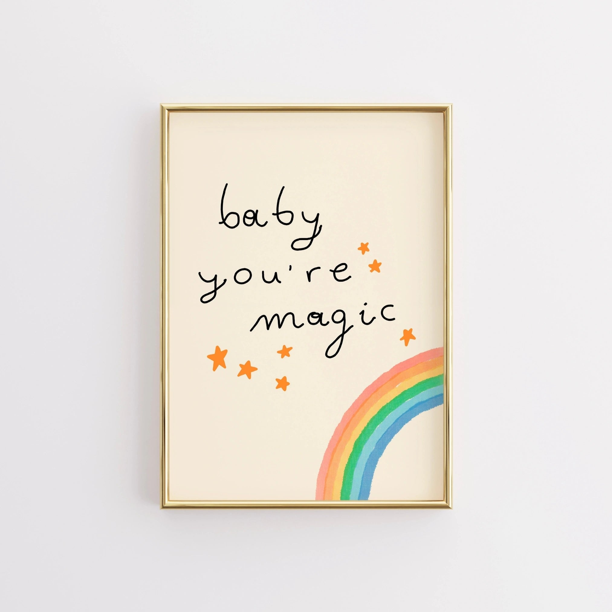Arte mural "Bebé, eres mágico" - Lámina infantil arcoíris