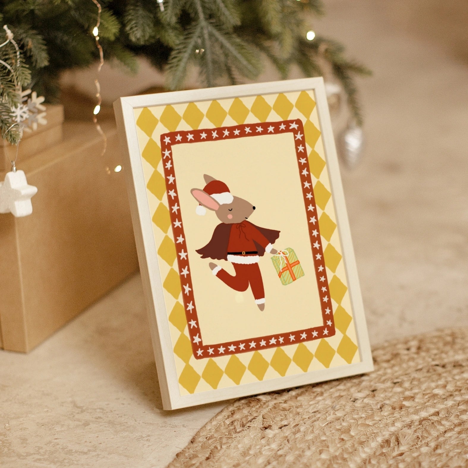 Santa Mouse Christmas Print