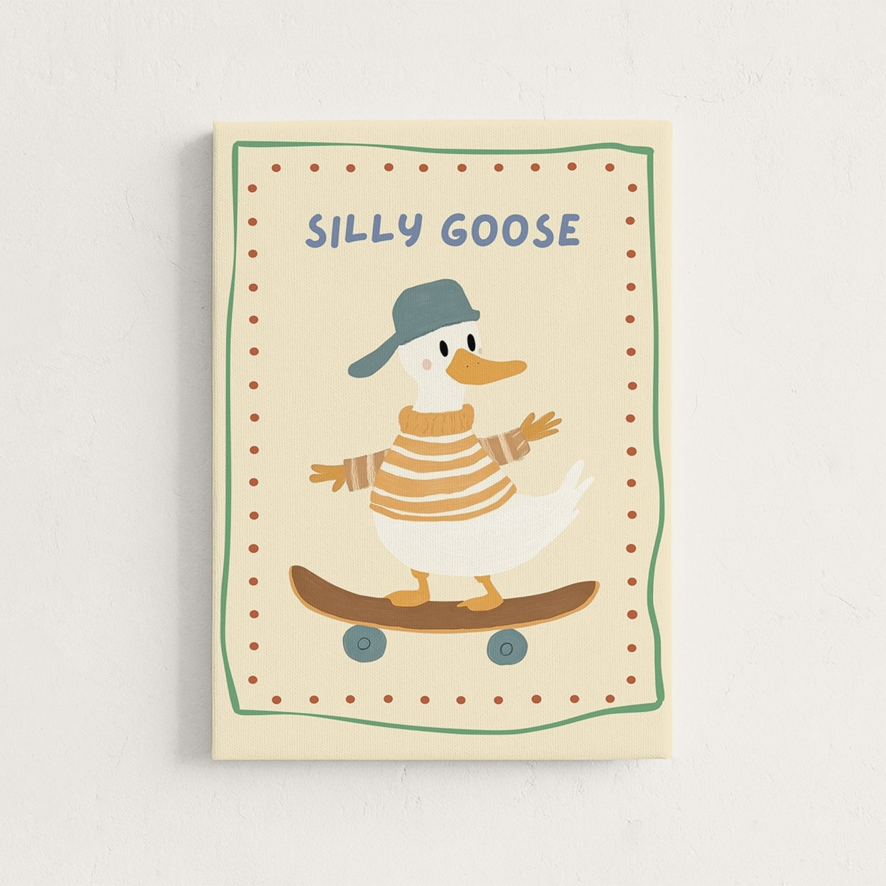 Silly Goose Skateboard Nursery Canvas Print