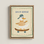 Silly Goose on a Skateboard – Nursery & Kids Canvas Wall Art