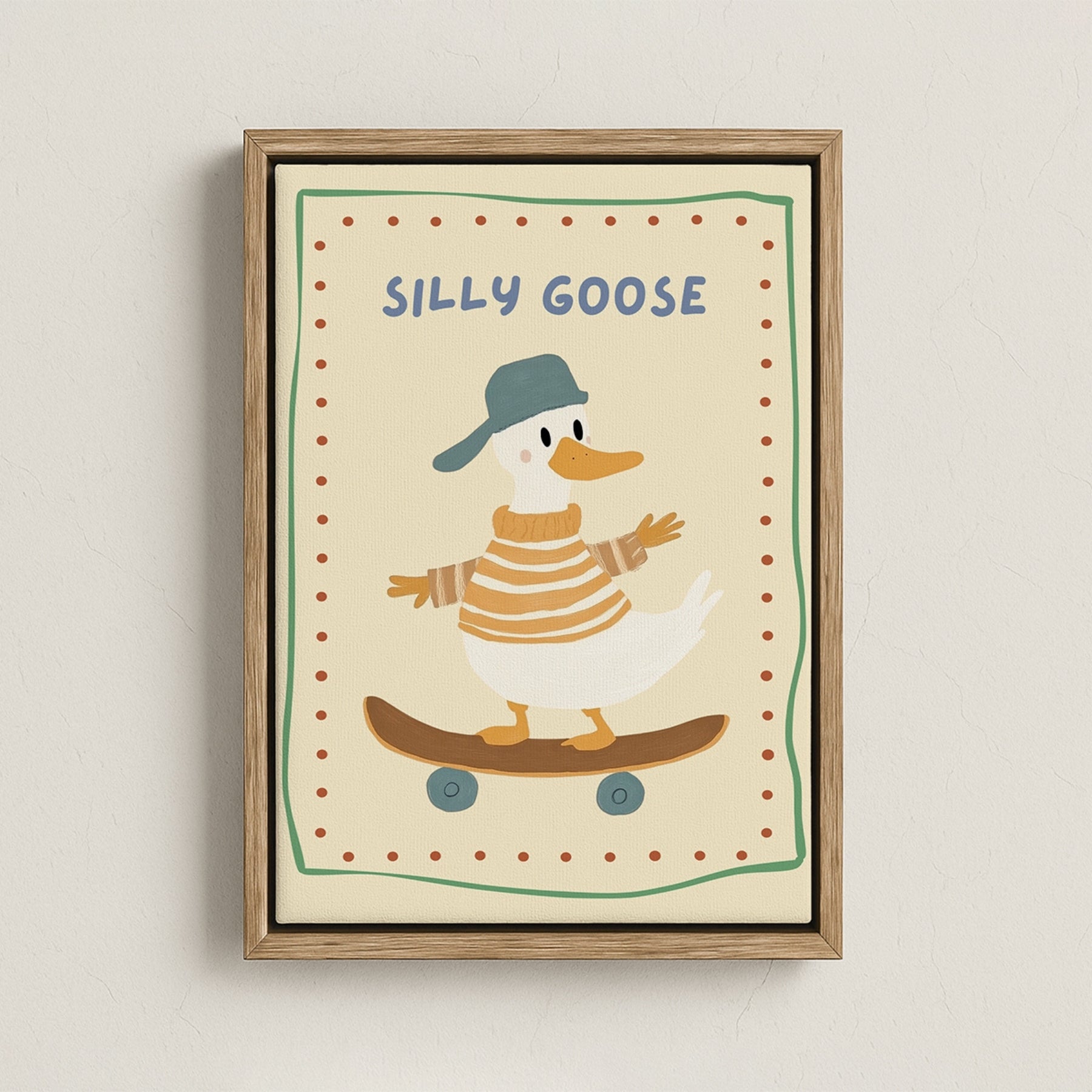 Silly Goose Skateboard Nursery Canvas Print