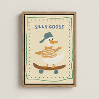 Silly Goose Skateboard Nursery Canvas Print