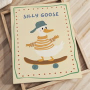 Silly Goose on a Skateboard – Nursery & Kids Canvas Wall Art