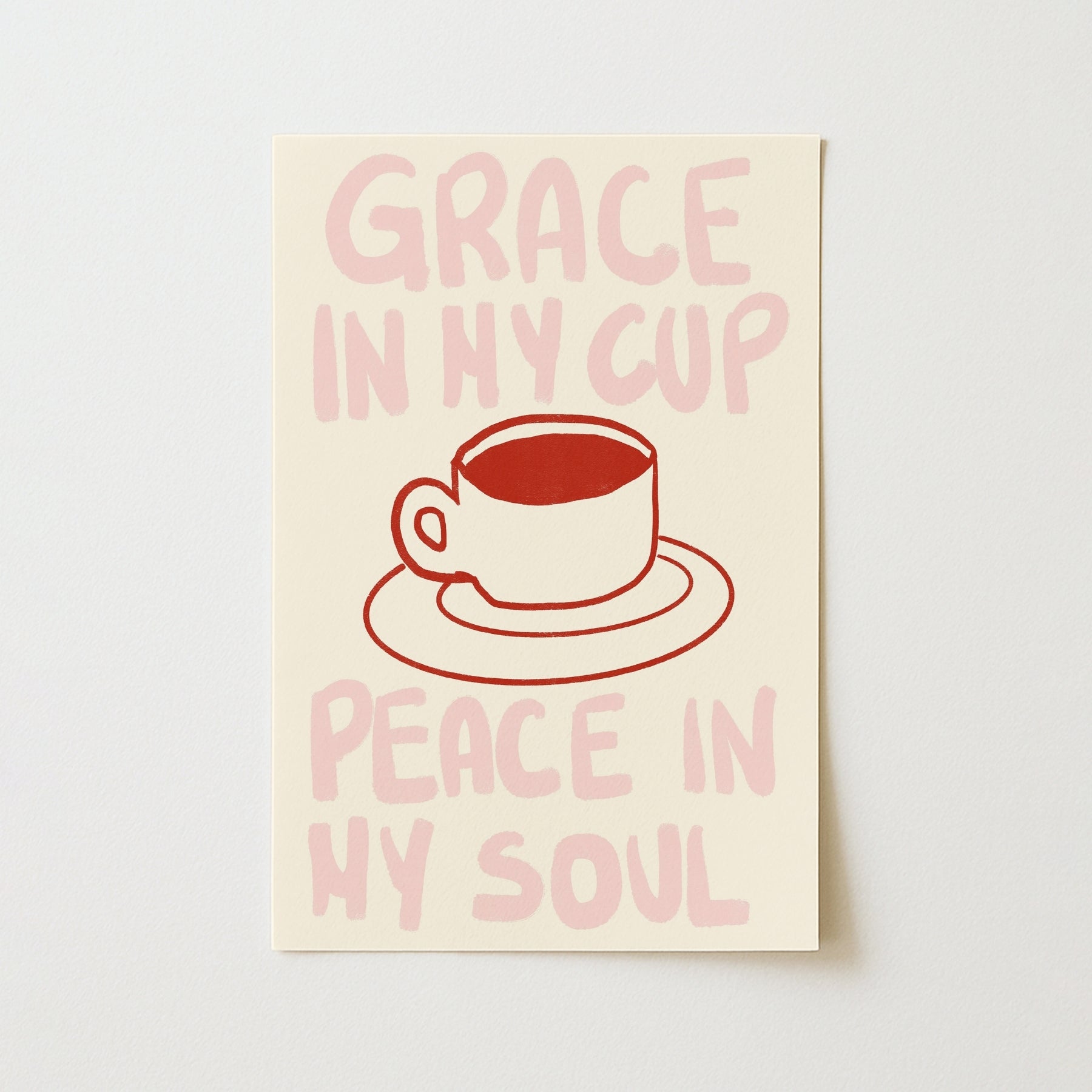 Grace in My Cup Christian Wall Art – Minimal Coffee Faith Print