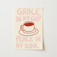 Grace in My Cup Christian Wall Art – Minimal Coffee Faith Print
