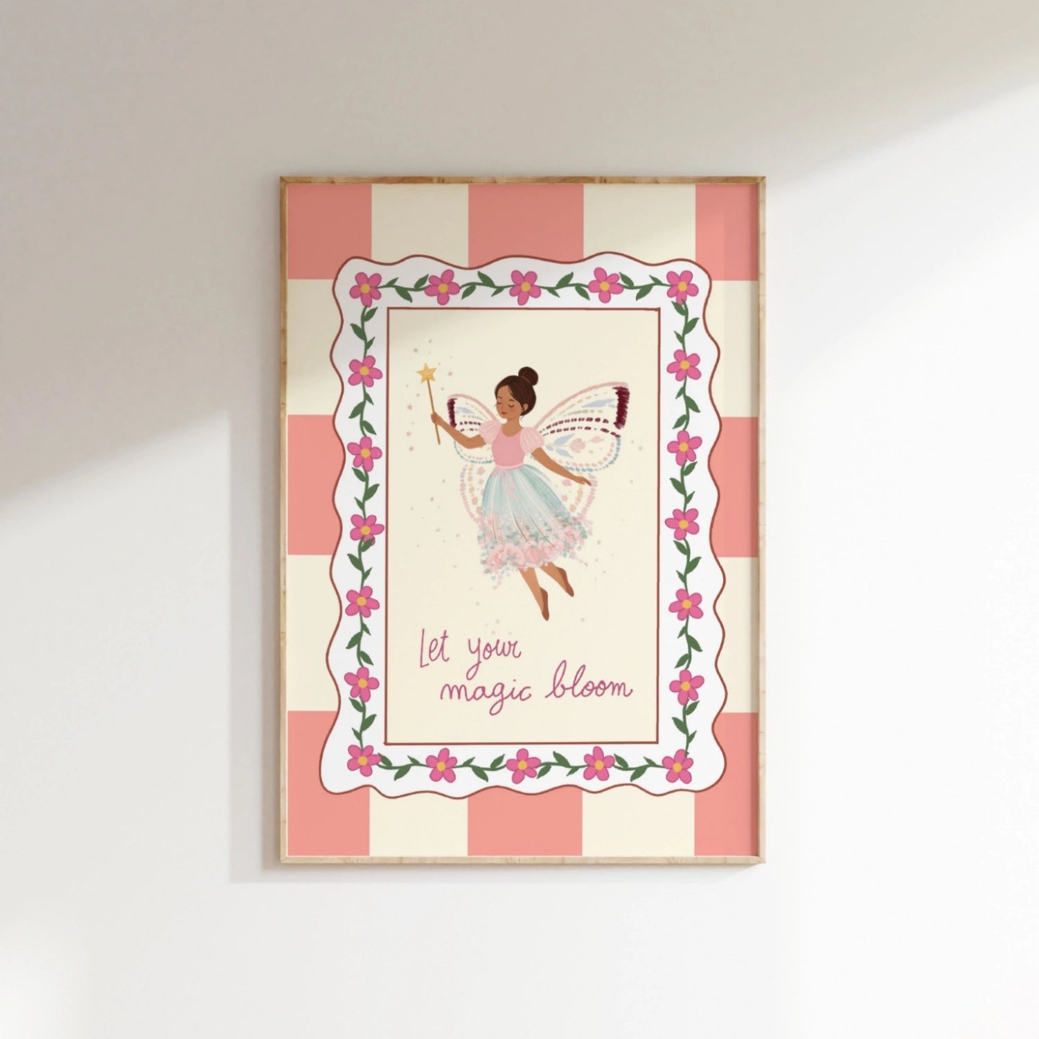 Stampa Rosa Fata Bambina per la Stanza dei Bambini, Decorazione Camera per Ragazze