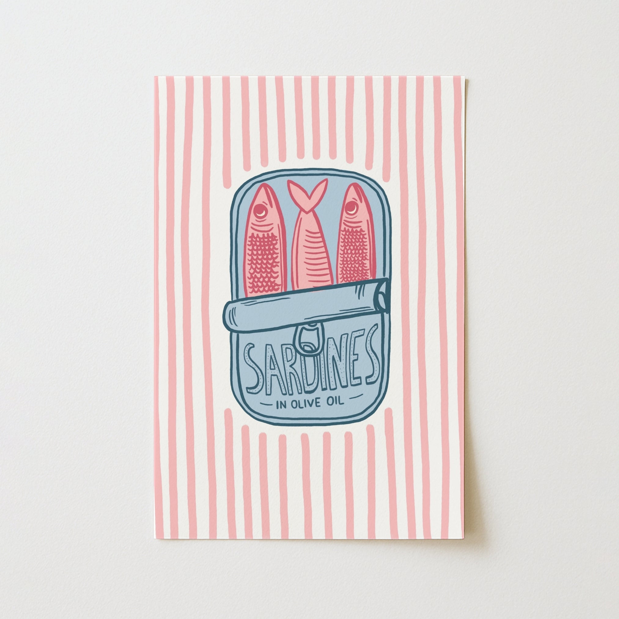 Pink Vintage Fish Poster, Kitchen Wall Decor